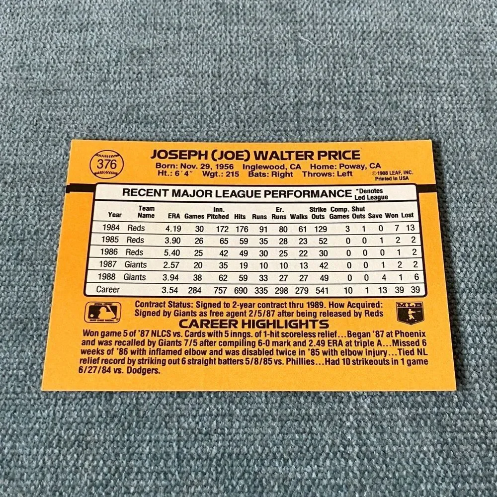 1989 Donruss San Francisco Giants Baseball Card Trading Card
